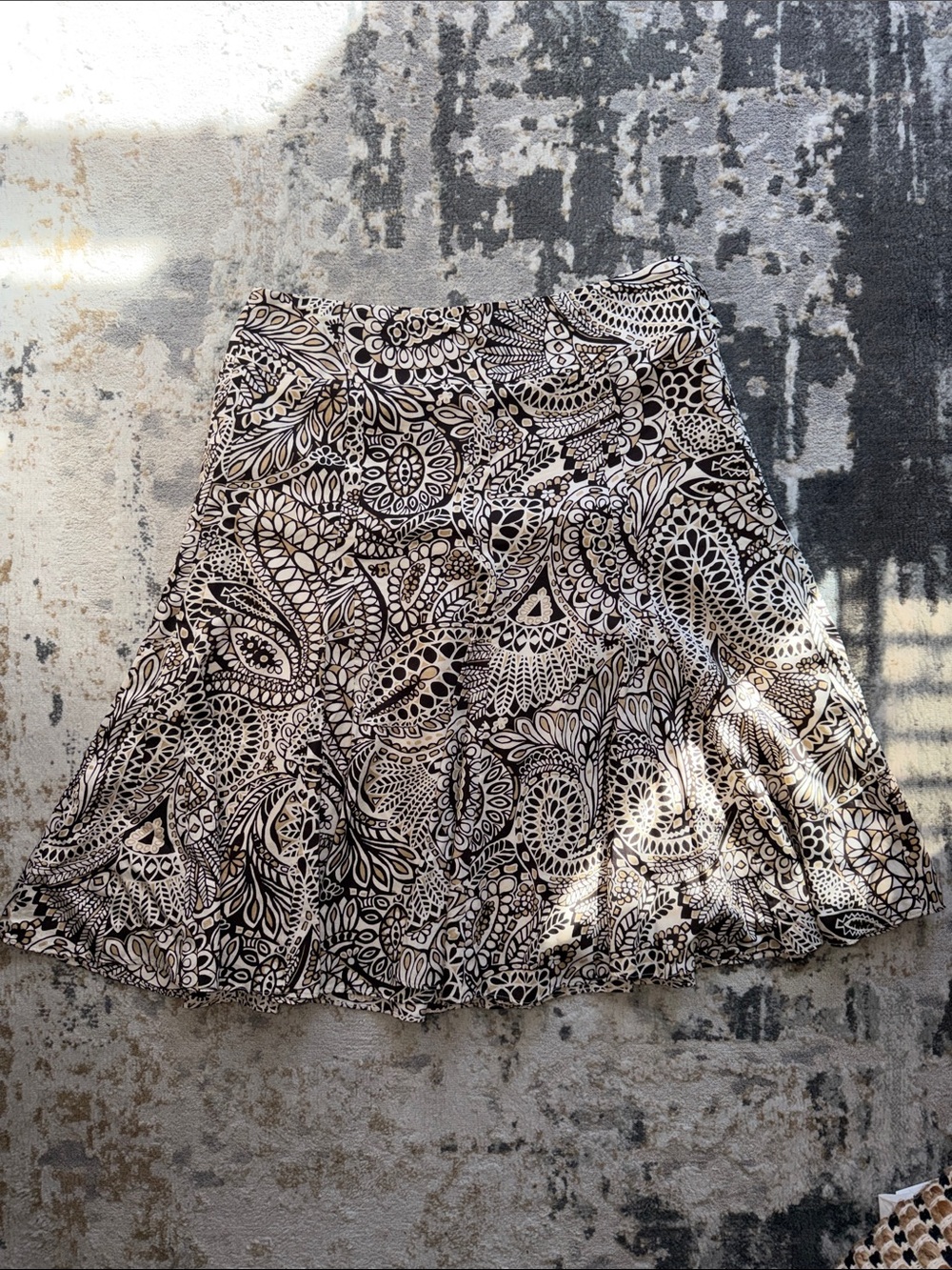 Ann Taylor Brown and Cream Paisley A-Line Skirt Size 10